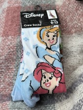 Disney Princess Cinderella Ariel Character Socks Cartoon Crew Socks Size 9-13