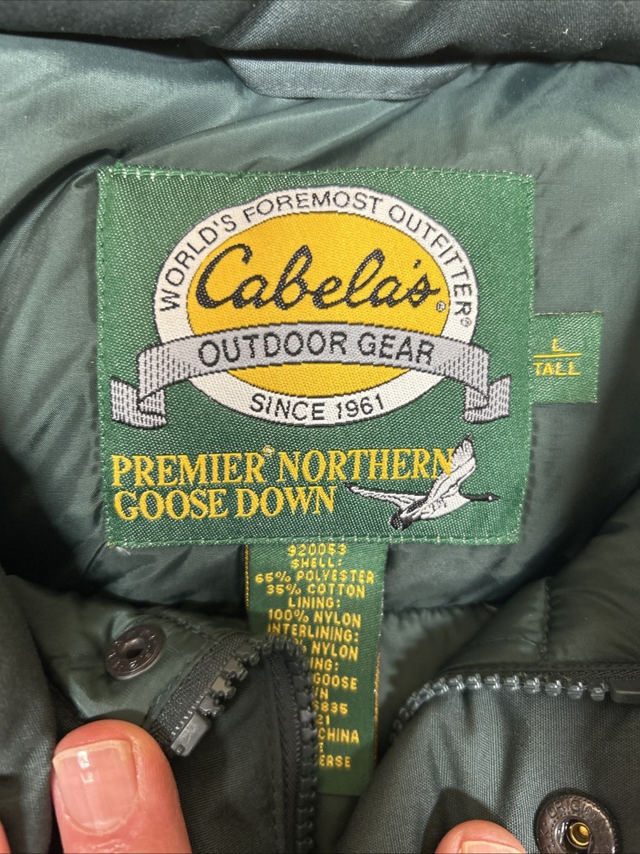 Cabela's Goose Down Vest Men's Large (Tall) Full Zip Pearl Snap