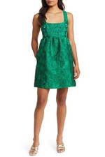 Lilly Pulitzer Bellami Embellished Flora Jacquard Dress 12 Kelly Green NWT $298