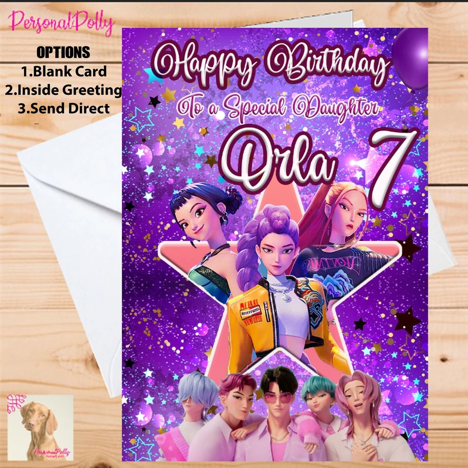 PERSONALPOLLY Personalised Demon Hunters Birthday Card- Huntrix Kpop