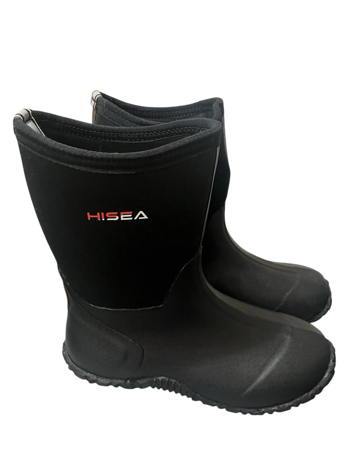 HISEA Kids Rain Boots Pull Up Waterproof Warm Mud Outdoor Camping Boots Size 6