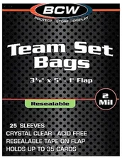 (25) BCW Team Bags Sets Resealable Strip Loose Poly Bags FREE SHIPPING