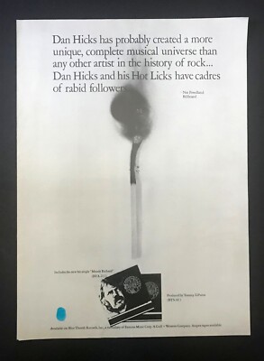 Dan Hicks & His Hot Licks Striking It Rich 1972 Poster Type Ad, Promo Advert