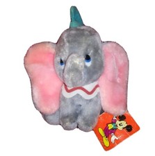 Vintage Disney DUMBO the Elephant 8" Gray Pink Soft Plush Clown Theme Parks Tag