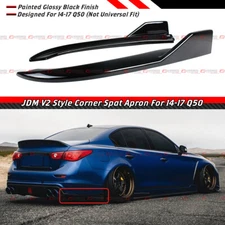 For 2014-2017 Infiniti Q50 Glossy Black Rear Bumper Side Corner Splitters Aprons