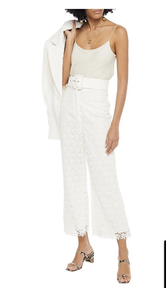 Zimmermann 3 Super Eight White Lace Pants, High Waisted And
