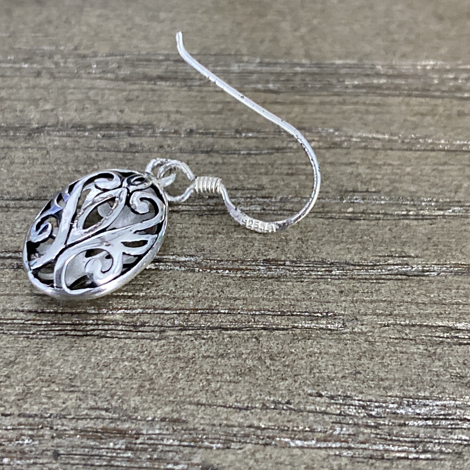 Sterling Silver Scroll Design Dangling Pierced Ea… - image 3