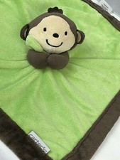 Carters Baby Dark Brown Green Monkey holding a Minky Security Blanket