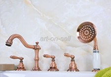 Antique Red Copper Bathroom Bath tub Faucet Mixer Tap Set Hand Shower atf229