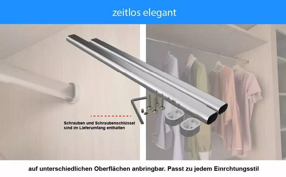 Kleiderstange Schrankrohr Ausziehbare Teleskopstange Edelstahl 41-130cm Onpira® - Bild 4 von 4