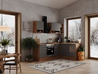 KüChe KüChenzeile Leerblock WinkelküChe Eiche Grau Hilde 220X172 Cm Respekta