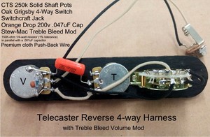 Telecaster 4 Way REVERSE Wiring Harness CTS Sprague ... fender 52 hot rod telecaster wiring diagram 