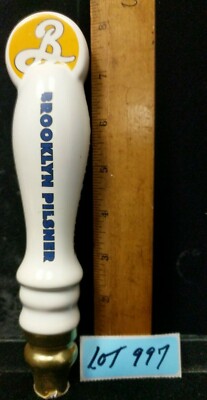 Brooklyn Brewing Co Pilsner Small Ceramic Beer Tap Bar Pub Red Handle Lot 997
