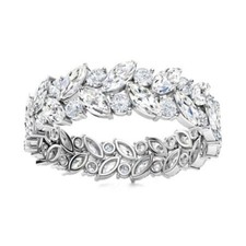 925 Sterling Silver 4x2MM Marquise White Topaz Full Eternity Band Ring For Women