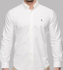 *NWT- POLO RALPH LAUREN Mens Classic Oxford Button Down Long Sleeve Shirt- WHITE
