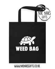 Tortoise Weed Bag - Black & White Cotton Tote Gift Shoppers Gift Bag