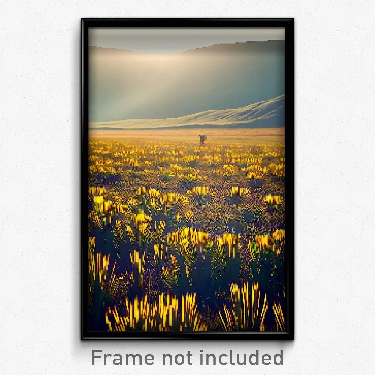 8-Bit Psychedelic Pixel Art Poster - Sharp Prairie Trippy Gamer Print