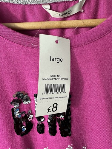 Women's Pink Halloween T Shirt Size Large (14-16) George Gin Theme New With Tags - Picture 5 of 10