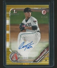 2019 BOWMAN DRAFT BO TAKAHASHI DIAMONDBACKS RC AUTO GOLD PARALLEL RARE SP 21/50