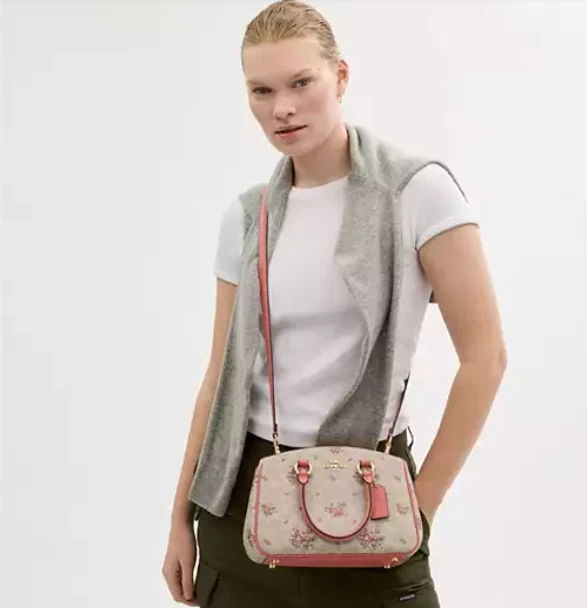 Borsa Coach Savannah piccola tracolla firma tela stampa floreale CAL35