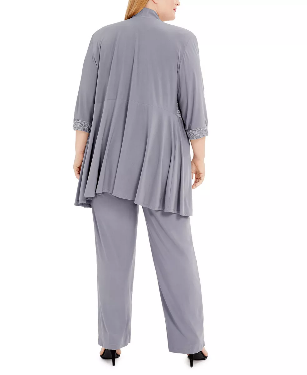 Ru0026M Richards Plus Size Women's Lace ITY 2 Piece Pant Suit - Bride Dress |  eBay