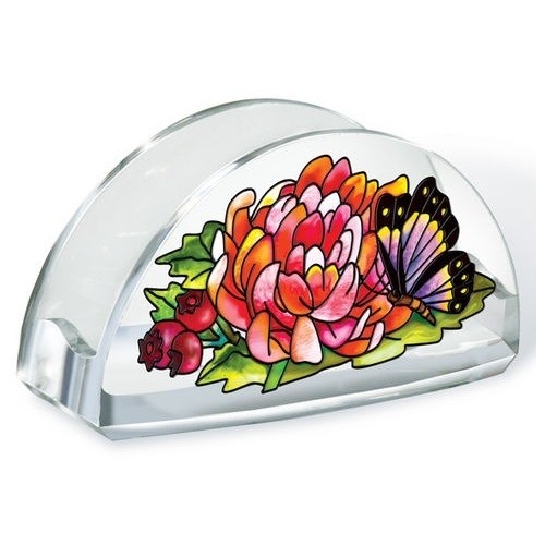 LAST ONE Amia INDIAN SUMMER Painted Acrylic Business Card Holder FREE SHIP - Picture 1 of 1