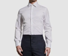 Brunello Cucinelli Men's White Slim-Fit French-Cuff Tuxedo Dress Shirt Size M