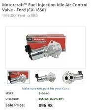 Motorcraft Fuel Injection Idle Air Control Valve CX-1850 Fits