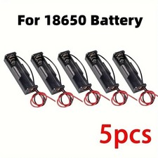 5PCS 18650 Battery Holder Case 1 Slot Box with Wire Leads 3.7V Li-ion DIY