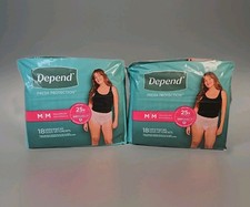 DEPEND Fresh Protection Dryshield Underwear 18 Count Size Medium Women 2 Pack