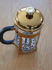 Pyrex 8 Cup French Press Cafetiere 1 Litre, Gold Finished Top. Pre-owned In Vgc