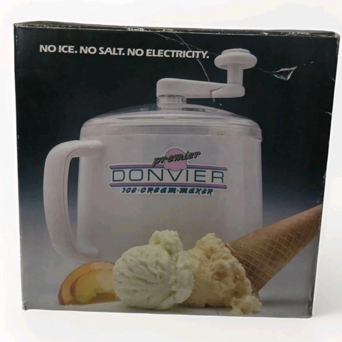 Vtg Classic Donvier 1 Pint Ice Cream Maker Crank Hand Turn Complete In Box