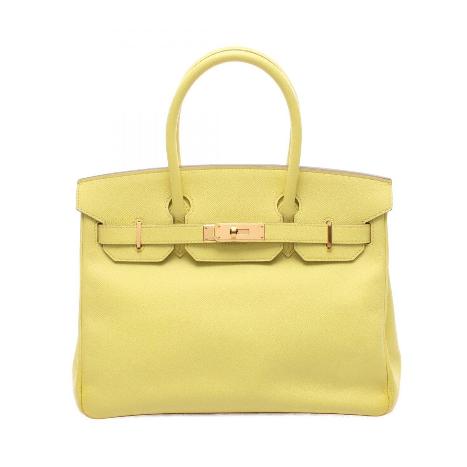 HERMES Birkin 30 Handbag Epsom leather Yellow Lime Used Women Q GHW