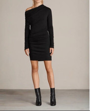 AllSaints Spitalfields 6 Black Ruched Long Sleeve Stretch