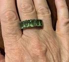 Vintage 925 Sterling Silver Green Peridot Gemstone Ring Size 9.5  Emerald Cut