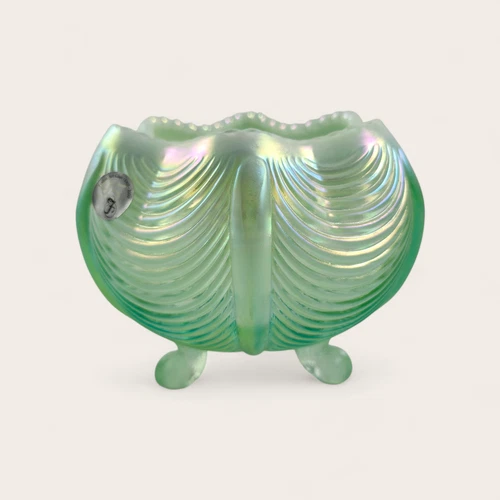 Fenton Green Drape Art Glass Rose Bowl 95th Anniversary