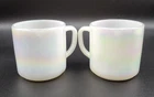 Set Of 2 Moonglow Federal Glass Iridescent Coffee Cups Mugs Vintage USA 1960's