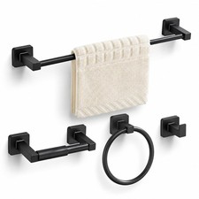 Matte Black Bathroom Hardware Set 4 Pieces,Towel Bar Set Stainless Steel Wall Mo