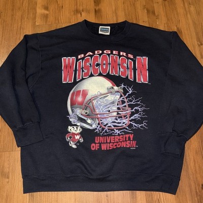 Vintage 90s Badgers University of Wisconsin Size XL Lightning Crewneck Rare