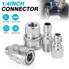 4x Stainless Steel Pressure Washer 1/4 NPT Male Quick Connect QC Socket Coupler