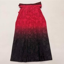 women Hakama 91cm M Size Japanese Kimono ANDON PANTS/SKIRT used Black Red 5211