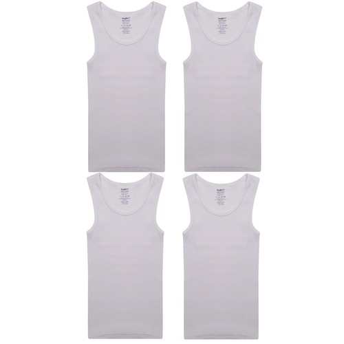 Buyless Fashion Boys Tagless Undershirts Tank Top White Soft Cotton Pack of 4 - Picture 3 of 49
