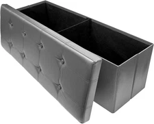 Ottoman Storage Bench – Foldable Leather End of Bed Ottoman with Storage Bench P