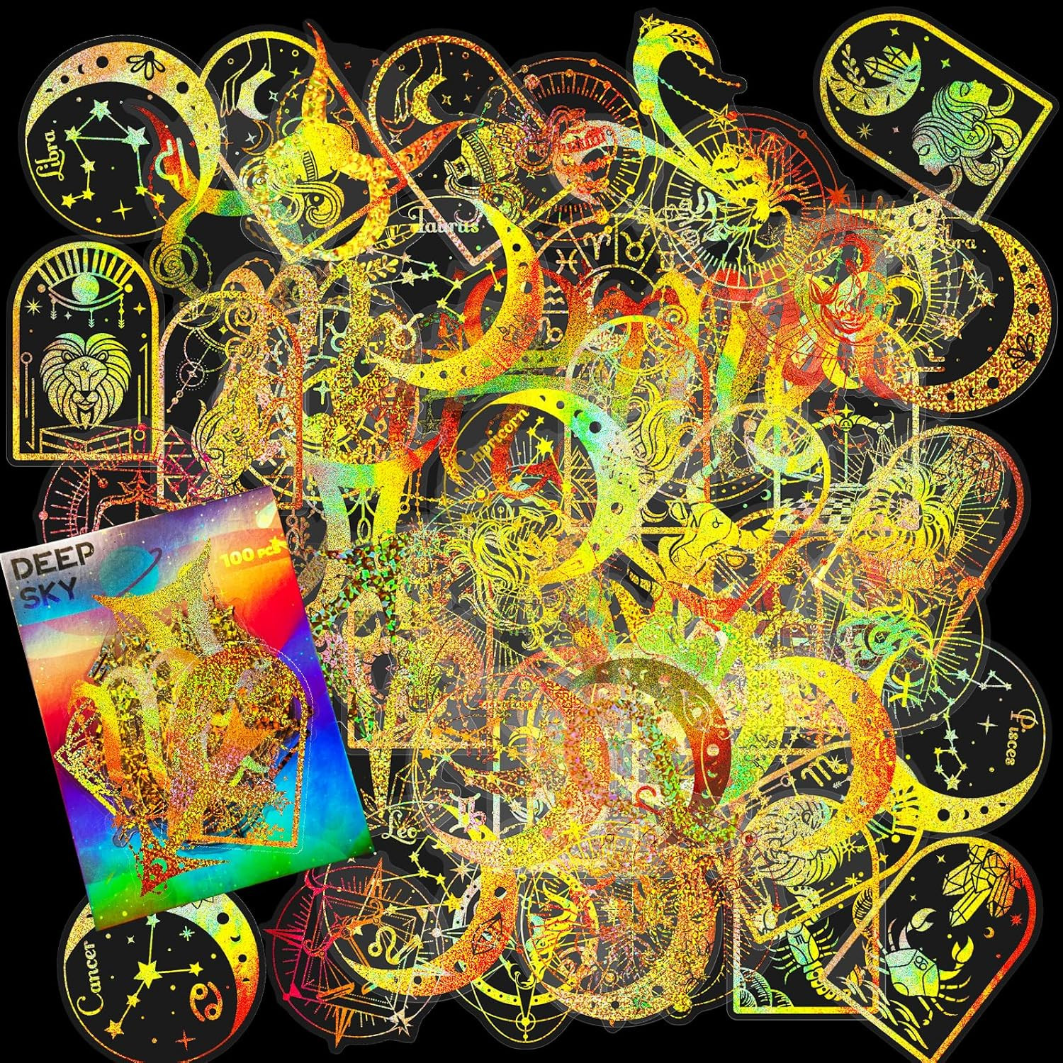 100-Pack Waterproof Constellation Stickers for Adults