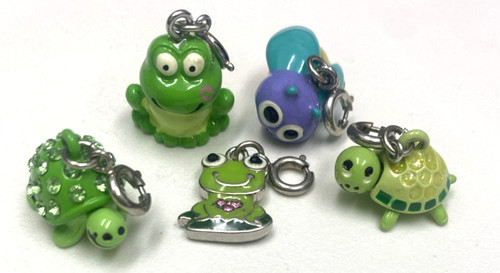 High Intencity Charm It! Charms Lot of 5 Turtle Frog Insect Bug Firefly Used