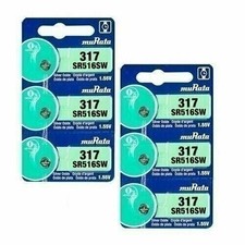 6 Sony SR516SW 317 1.55V Silver Oxide 0 Hg Watch Batteries