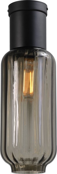 Deckenlampe Rauchglas Metall E27 Ø 15 Cm Wohnzimmer Flur Deckenleuchte Elya-image