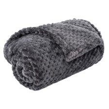 M/32x40 Grey Black Fuzzy Dog Blanket, Warm Soft Plush Fleece Throw, Cat, Pet