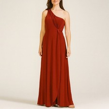 BHLDN One Shoulder Formal Maxi Dress Burnt Orange 8
