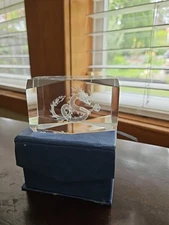 3D Hologram Dragon Laser Etched Crystal Glass Paperweight